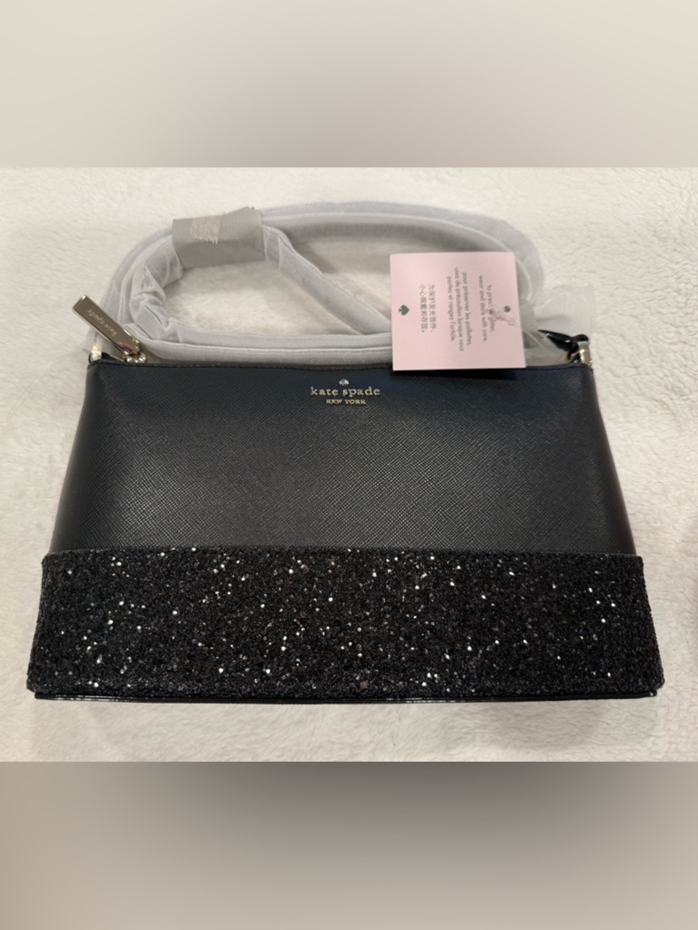 kate spade black glitter crossbody bag
